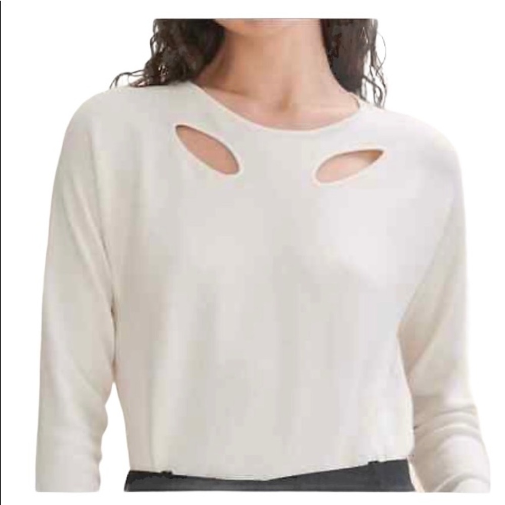 Maje Ivory Wool Blend Cutout Sweater